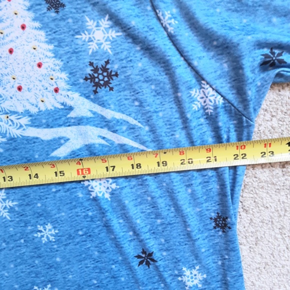 Winter Scene Trees Long Blue Tunic Long Sleeve Sz L - Picture 8 of 13